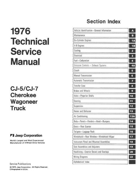 1976 Jeep Full Line Body, Chassis & Electrical Service Manual