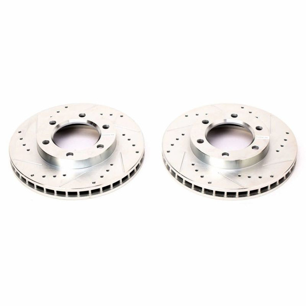 1974-1991 PowerStop 6 Lug Front Evolution Drilled & Slotted Rotors - Pair
