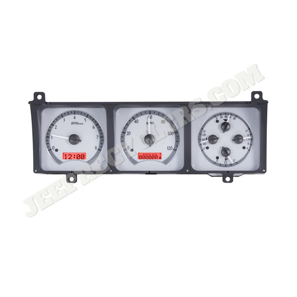 Dakota Digital VHX Series Dashboard 86-91 Grand Wagoneer, 86-88 J-Series Truck; Silver; Red Digital