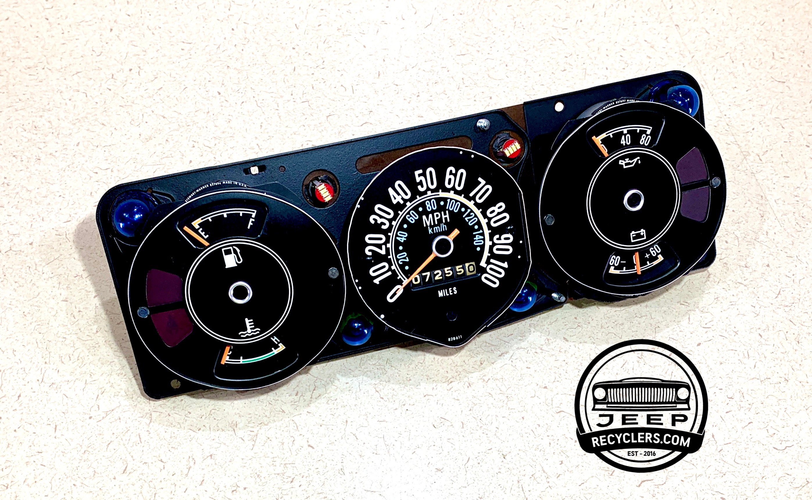 Full Size Jeep 1974-1985  Cherokee SJ, Wagoneer, J-Truck, J-10, J-20, FSJ Restored Instrument Gauge Cluster Circuit/Mother Board Assembly W/LED Lights