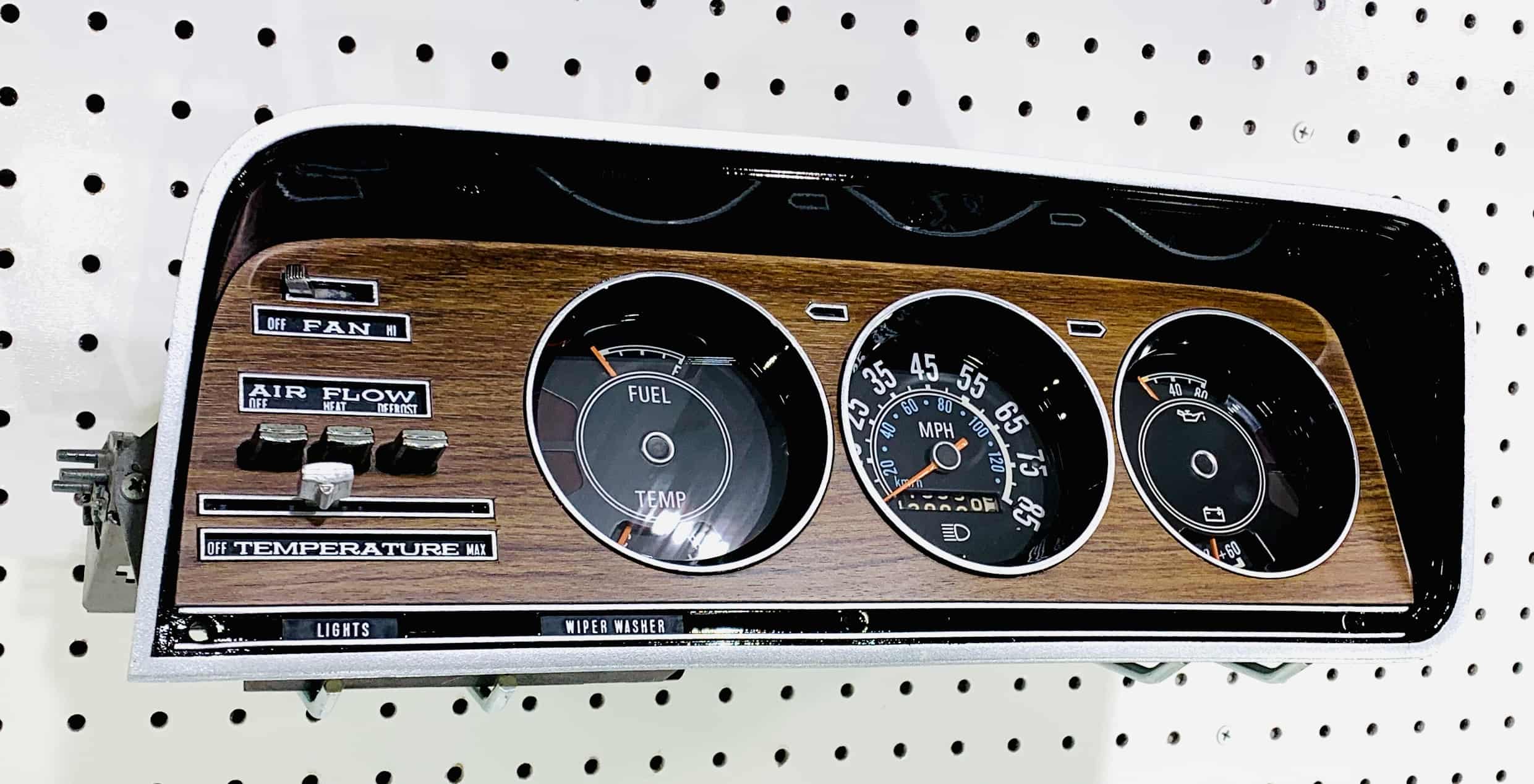 Full Size Jeep 1974-1985  Cherokee SJ, Wagoneer ,J-Truck, J-10, J-20, FSJ Restored Instrument Gauge Cluster W/LED's &  NEW Gunstock Vinyl Aluminum Backed Cover Plate