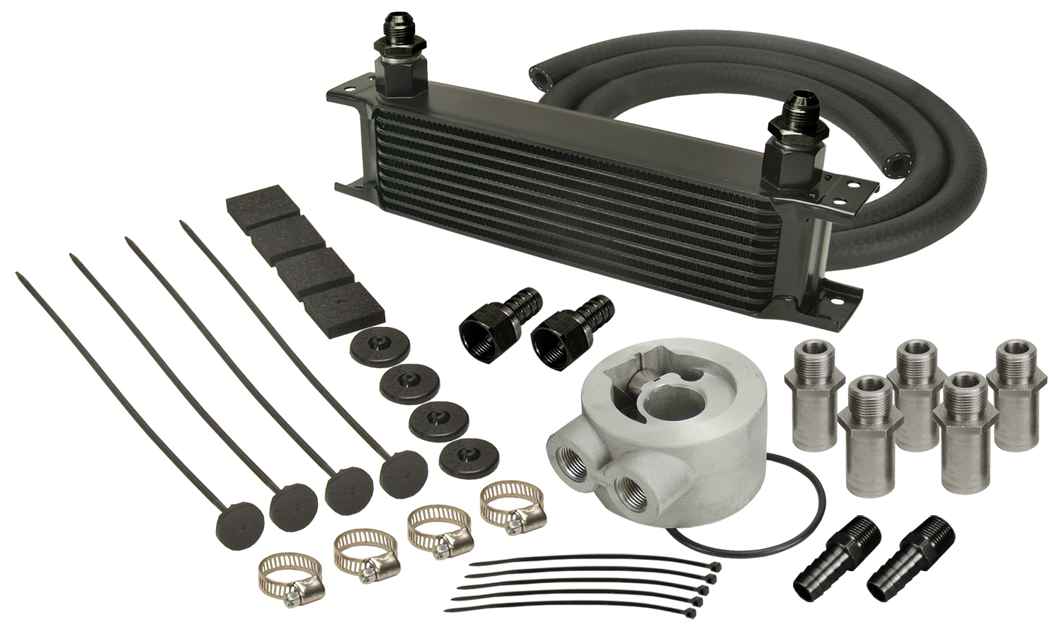 10 Row Series 10000 Stack Plate Universal Engine Oil Cooler Kit Sandwich Adapter