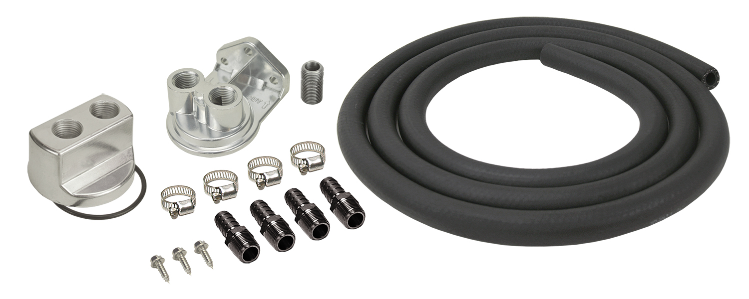 Engine Oil Filter Relocation Kit, 1/2" NPT Ports with 3/4"-16 Engine Thread Size