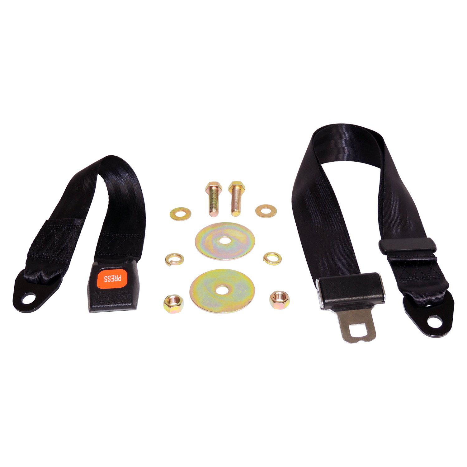 Seat Belt, Left or Right Rear, Black, 2 Point Non-Retractable, 60"