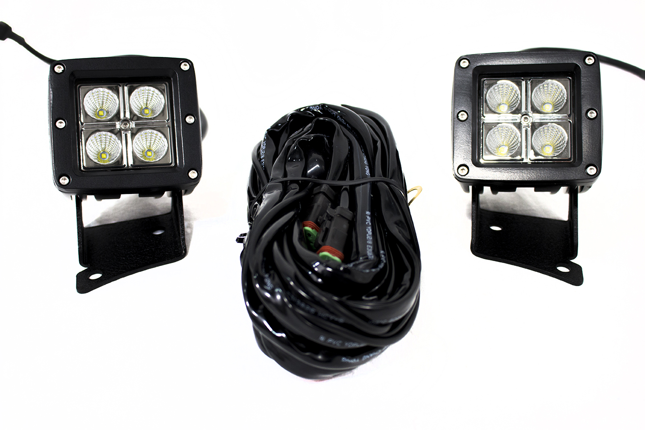 2 x 12W CREE Square Cube Light + L10 Jeep JK 07-17 Bracket