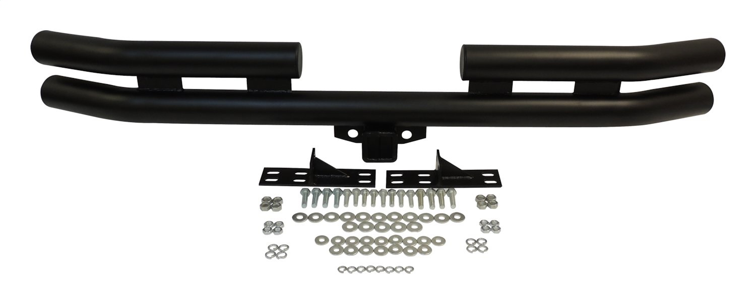 Black Semi-Gloss Rear Tube Bumper w/ Receiver Hitch for 76-06 CJ-5,7,8, YJ, & TJ