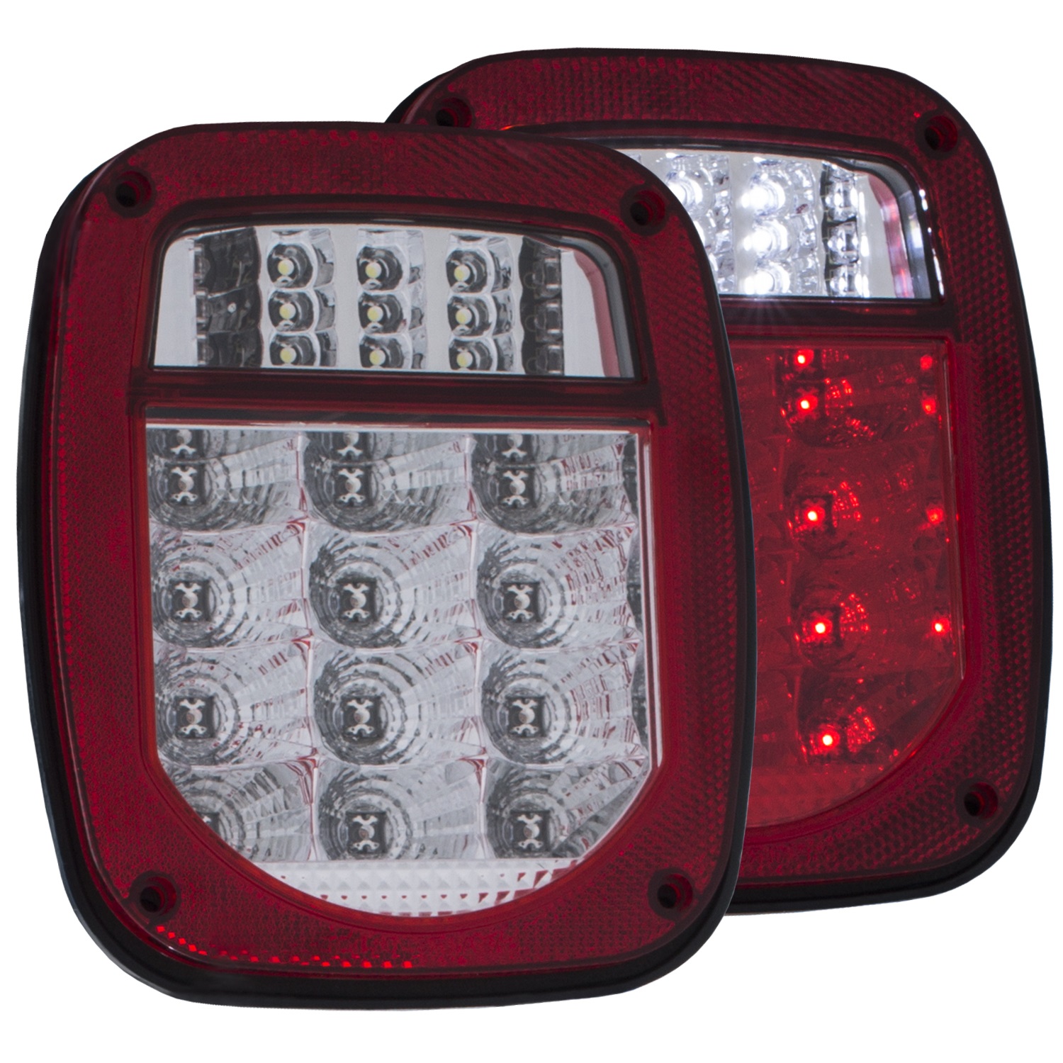 Tail Light Assembly; LED; Red/Clear Lens; Chrome Housing; Pair;