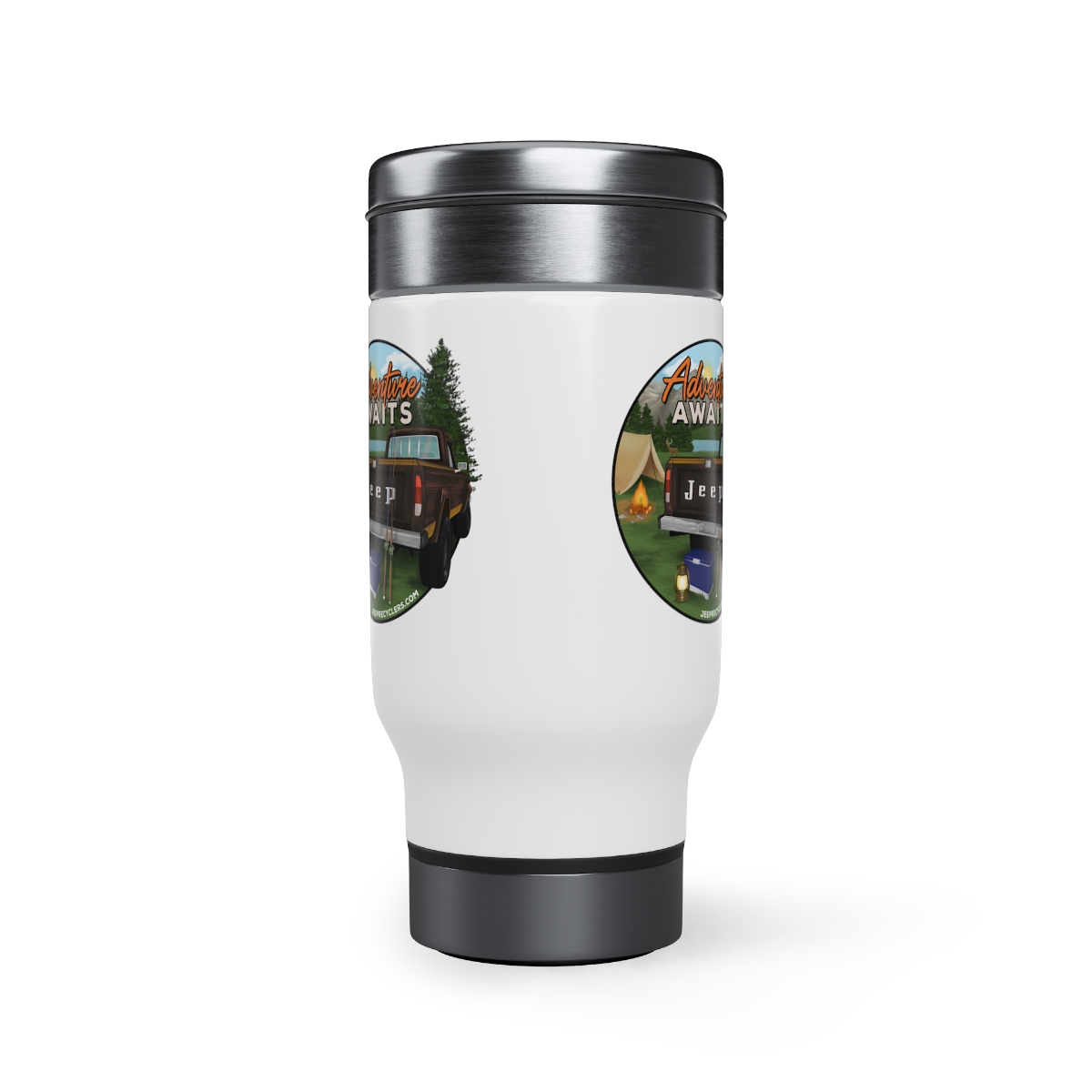 Adventure Awaits Golden Eagle J10 Full Size Jeep Stainless Steel Travel Mug with Handle, 14oz