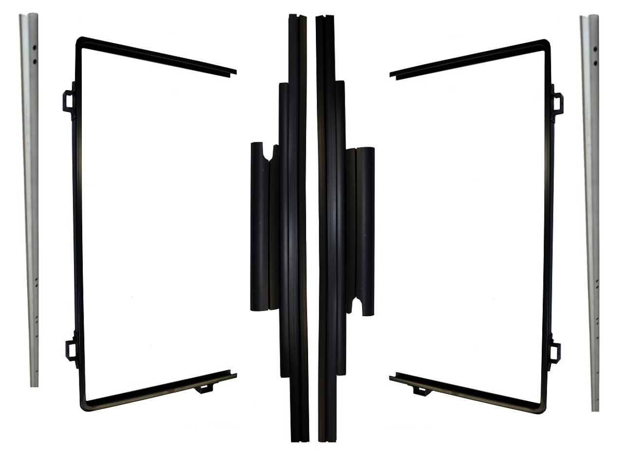Full Size Jeep 1968-1991 Wagoneer, Grand Wagoneer, Cherokee Rear Door Division Glass Frame & Weatherstrip Kit W/Hardware Set