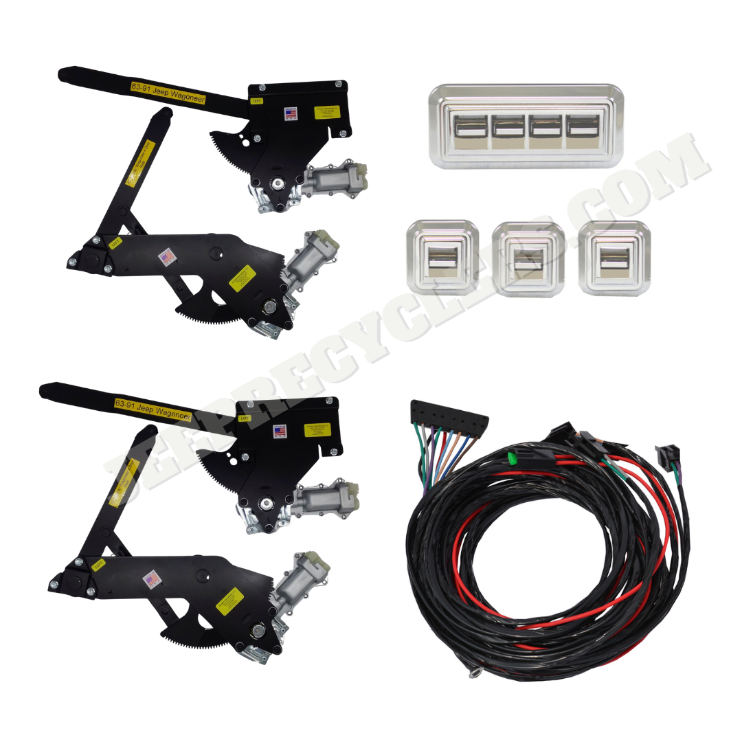 1963-1991 4 Door Power Window Motor Kit with Nostalgic Style Quad Switch for Door Placement