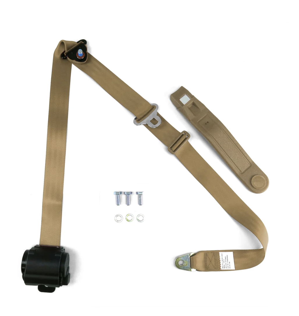 3-Point Retractable Push Button Shoulder & Lap Belt For Front Bucket Seats