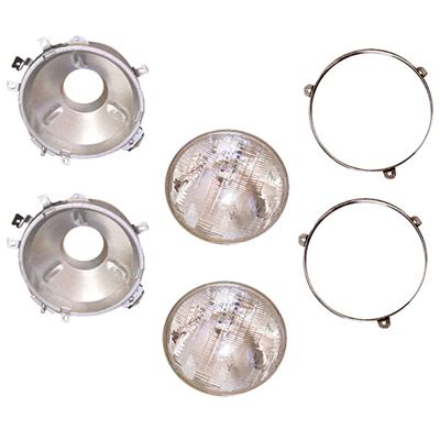 Rhino Grille Support Round Headlight Assembly - Pair
