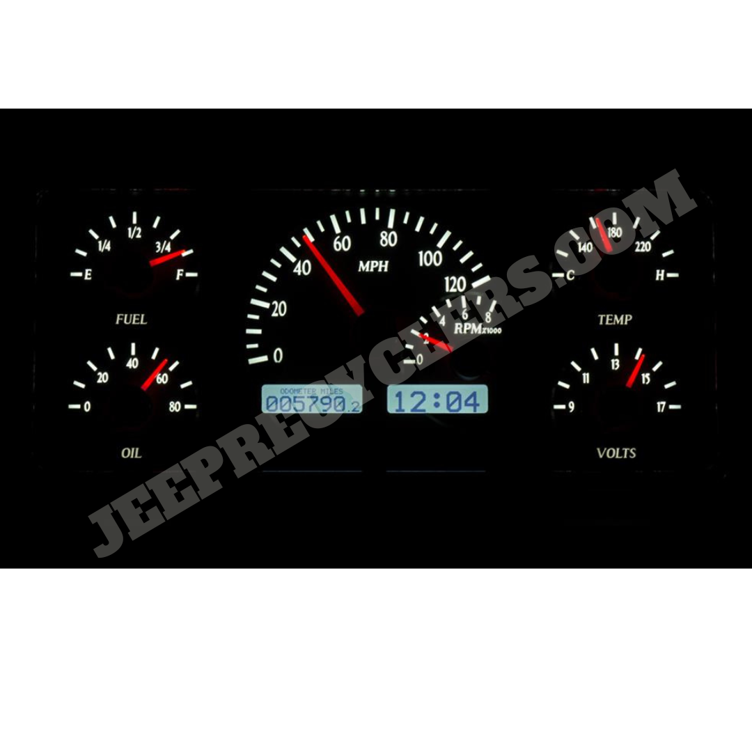 Dakota Digital VHX Dash Instrument Cluster 1963-1972 Wagoneer, J-Series Truck; Silver/White, White Digital
