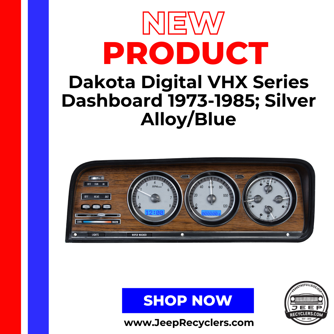 Dakota Digital VHX Series Dashboard 1973-1985; Silver Alloy/Blue