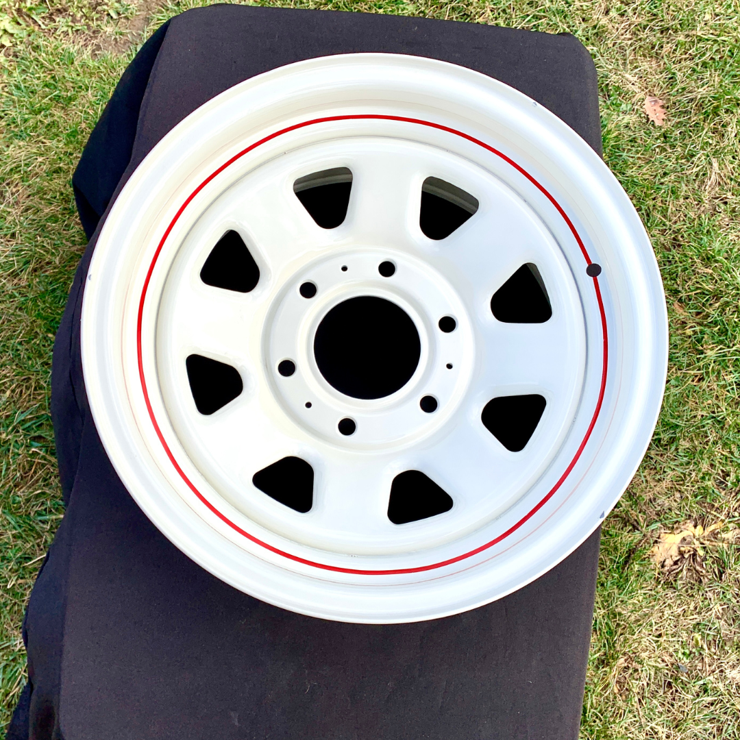 1974-1991 Restored 15"x 7", 6 x 5.5 Lug Brite White Wheel, 4 in Backspacing