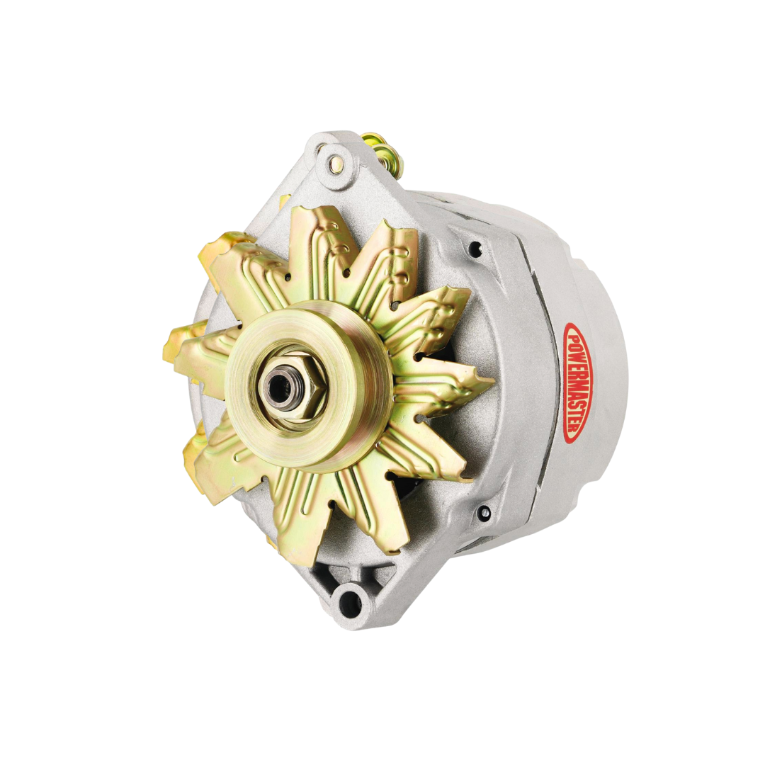 Powermaster 100 Amp alternator front view with natural finish