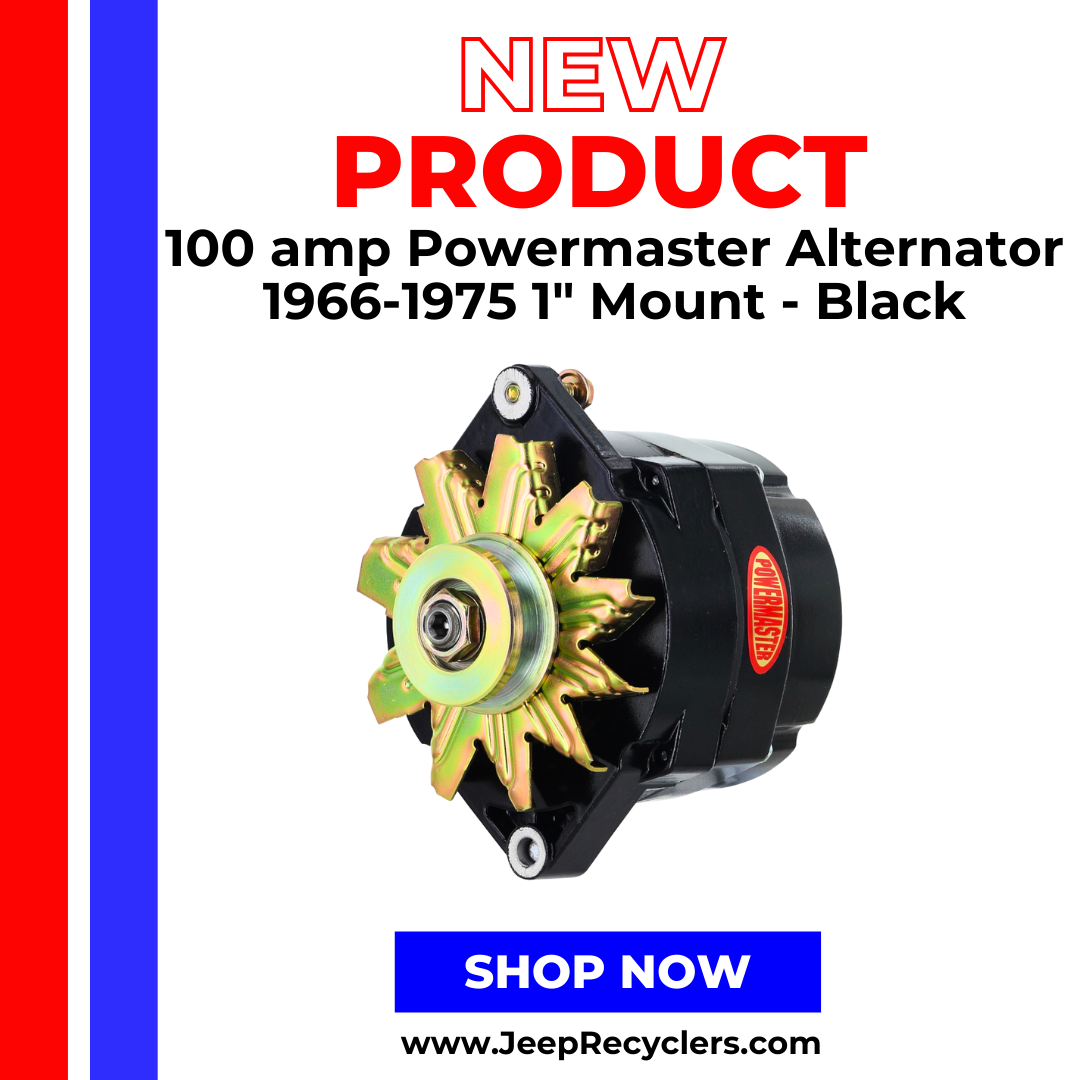 100 amp Powermaster Alternator 1966-1975 1" Mount - Black