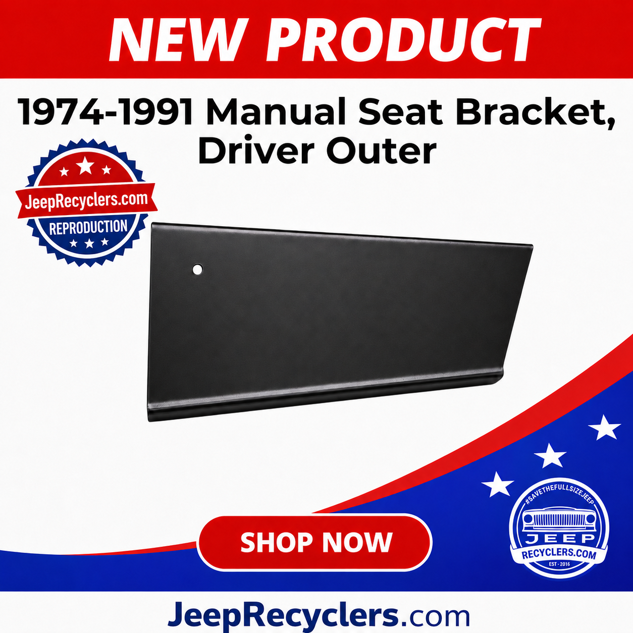 1974-1991 Manual Seat Bracket, Driver Outer