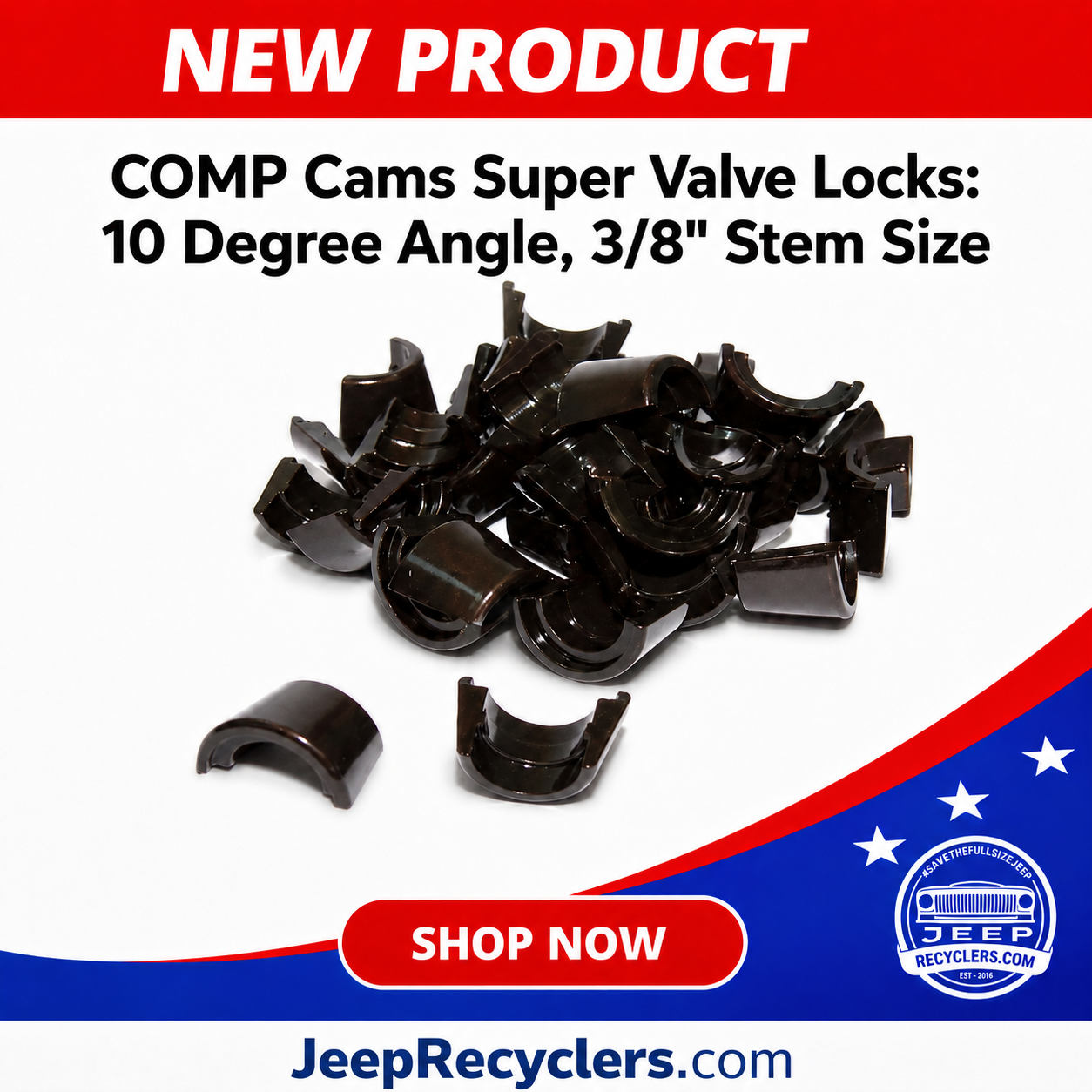 COMP Cams Super Valve Locks: 10 Degree Angle, 3/8" Stem Size
