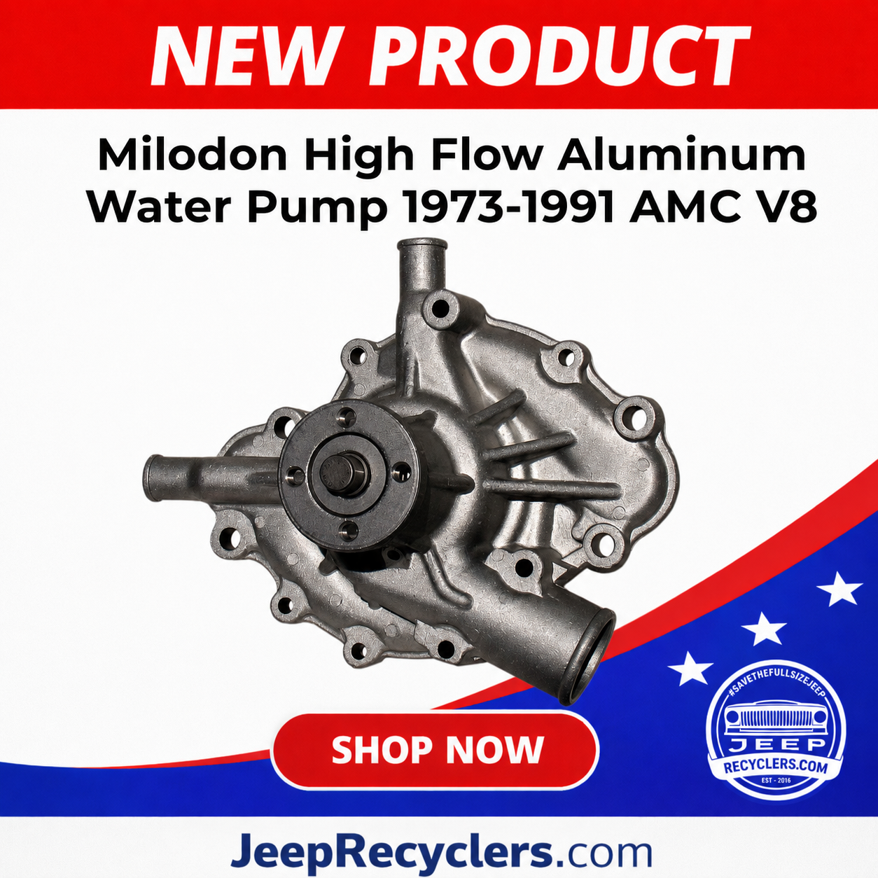 Milodon High Flow Aluminum Water Pump 1973-1991 AMC V8