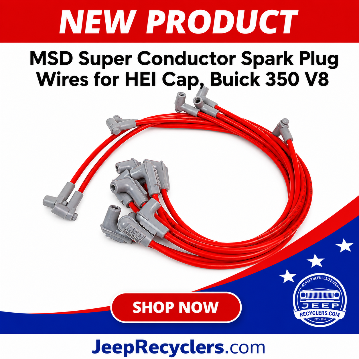MSD Super Conductor Spark Plug Wires for HEI Cap, Buick 350 V8