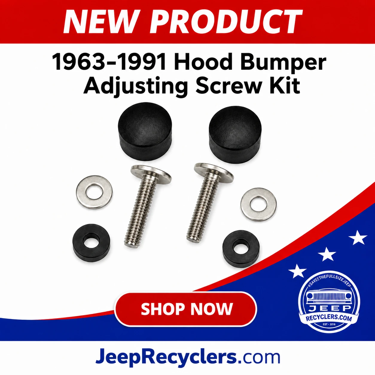 1963–1991 Hood Bumper Adjusting Screw Kit