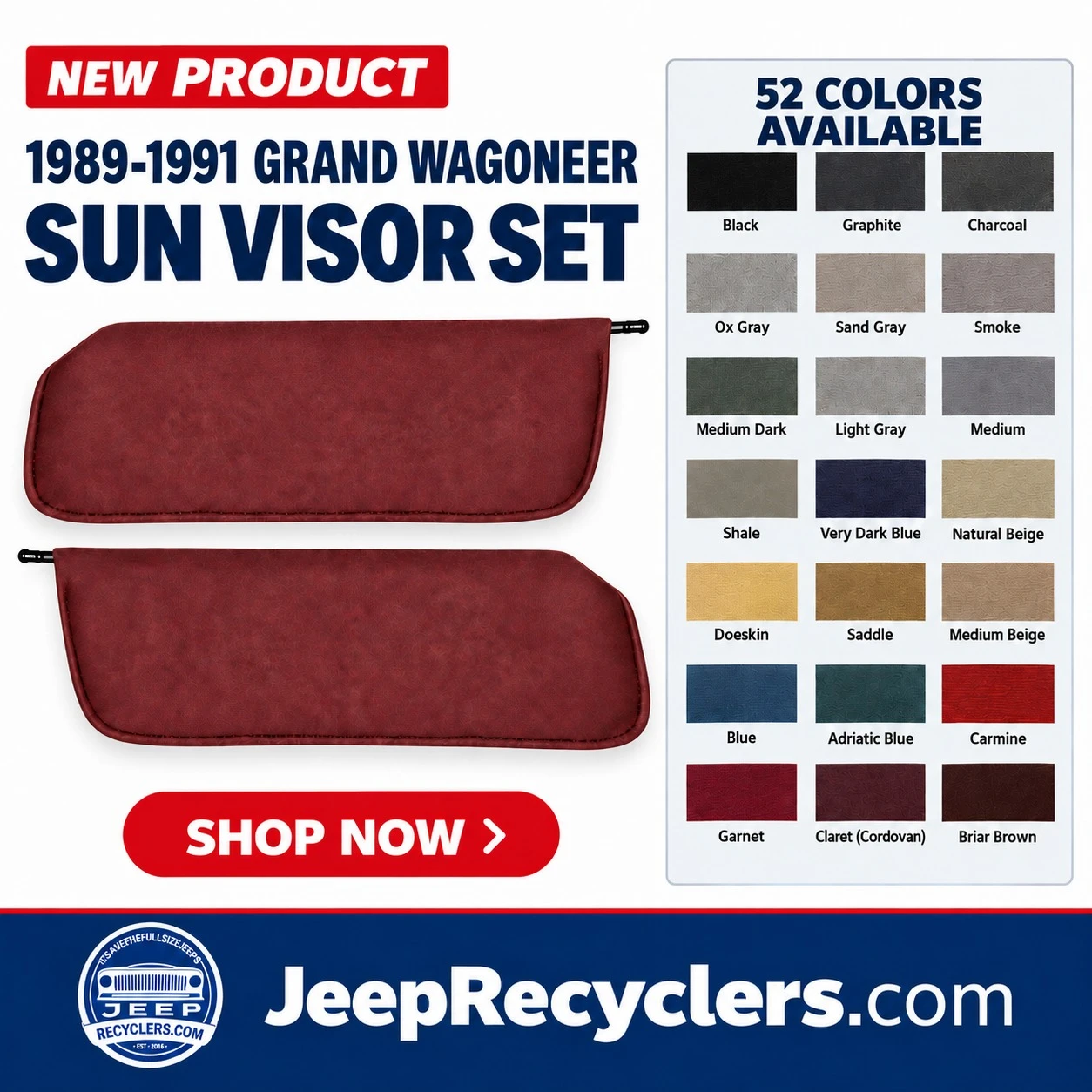 1989-1991 Grand Wagoneer Sun Visor Set