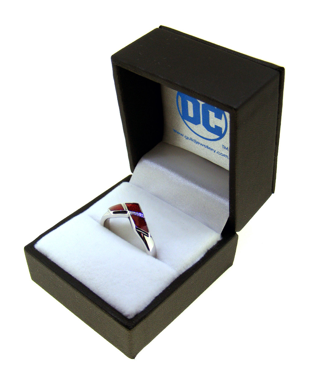 Harley Quinn Silver & Red Enamel Ring