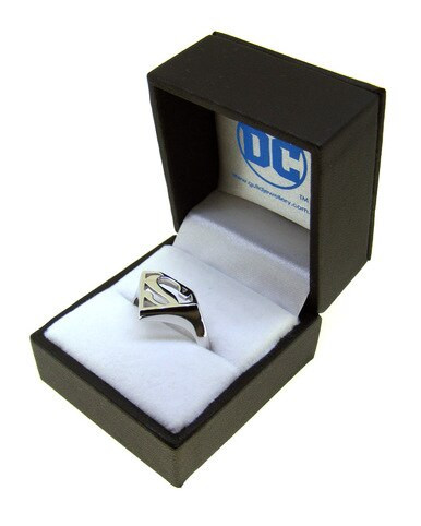 Superman Sterling Silver Signet Ring - Size U