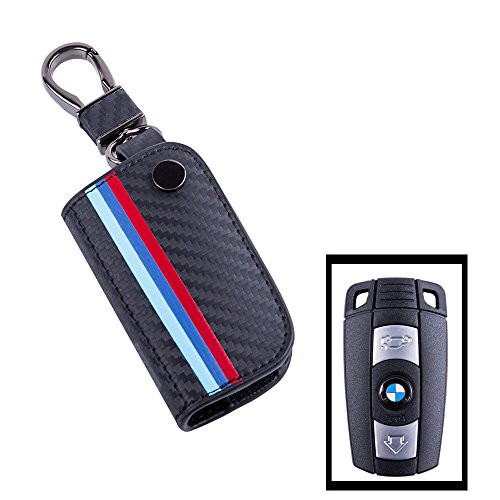 Buy BMW Remote Fob, M-Colored Stripe Black Carbon Fiber Pattern Leather ...