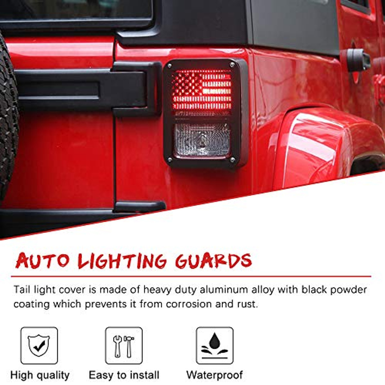 Jeep Light Covers US Flag Light Guards Protectors Compatible with 20072018 Jeep Wrangler JK