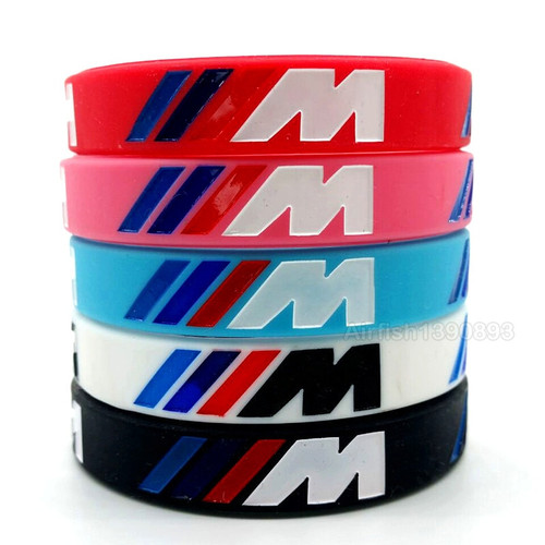 2pcs ///M Engrave Hologram Bracelets Sport M Power Black White Silicone Wristband Bangle for BMW Club Fans M3 M5 M6 3/5/7 Series