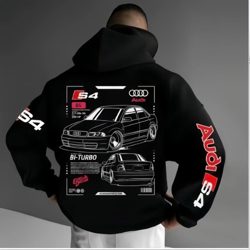 Audi hot car hoodie autumn and winter men's hooded sweater car enthusiast sports logo premium print casual comfort jumper top
