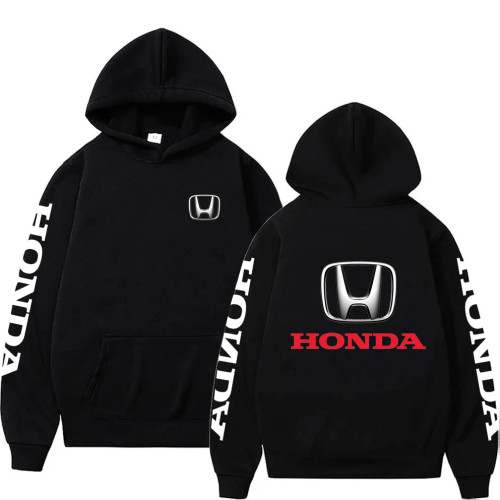 New Autumn/Winter Honda Racing Men's Black Hoodie, Stylish Men's Sweatshirt, Sporty Women's Street Style Pullover
