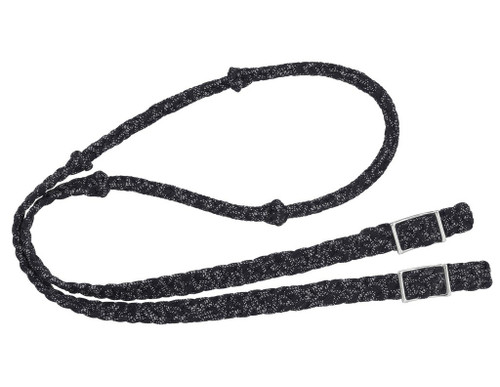Tough 1 Reflective Cord Knotted Roping Rein Black