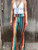 Colorful Stripe High Waist Flare Pants (slim)