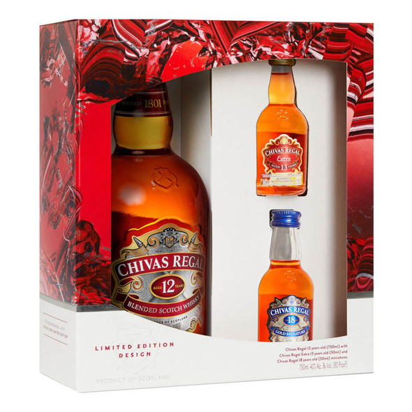Chivas Regal 12 Year Scotch with Mini - 750 mL - Set - Glass