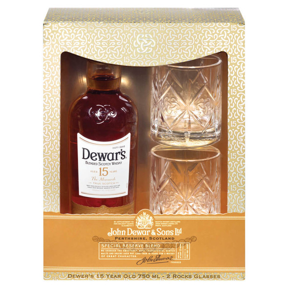 Dewar's 15 Year Whisky with Glass - 750 mL - Set - Glass