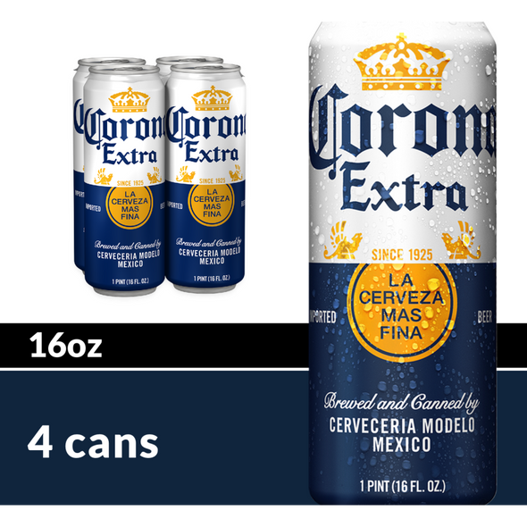 Corona Extra - 16 Oz - 4-PK - Aluminum