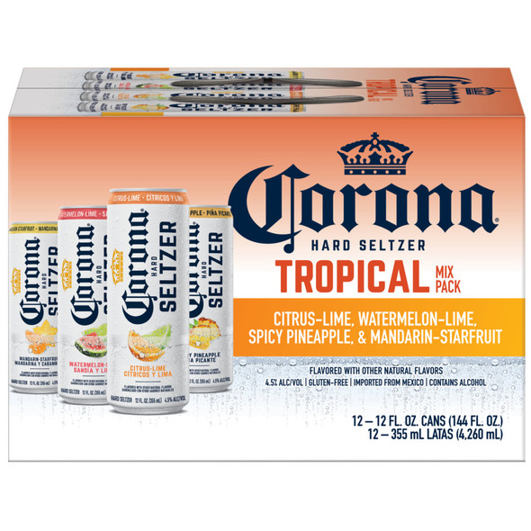 Corona Hard Seltzer Tropical Mix Variety Pack Spiked Sparkling Water - 12 Oz - 12-PK - Aluminum