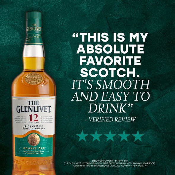 The Glenlivet 12 Year Old Single Malt Scotch Whisky - 750 mL - 750ML - Glass