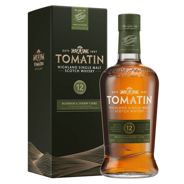 Tomatin Highland Single Malt 12 Year Scotch - 750 mL - 750ML - Glass