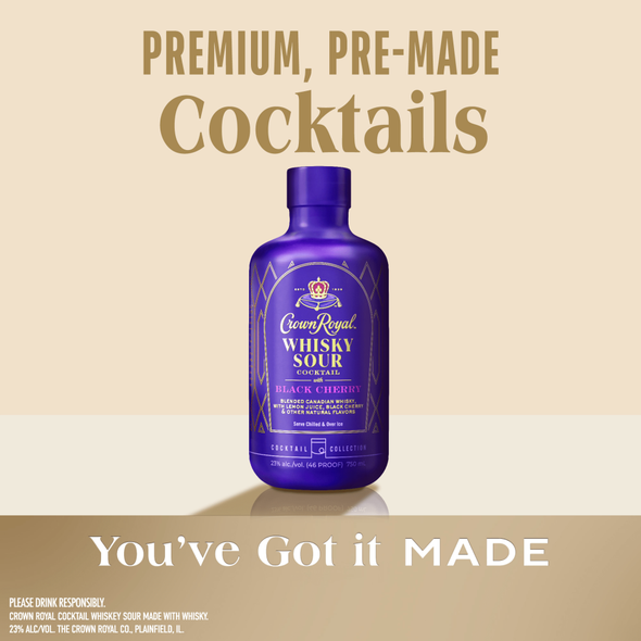 Crown Royal Black Cherry Whisky Sour Cocktail - 750 mL - 750ML - Glass