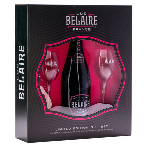 Luc Belaire Rare Rose with Glasses - 750 mL - Set - Glass