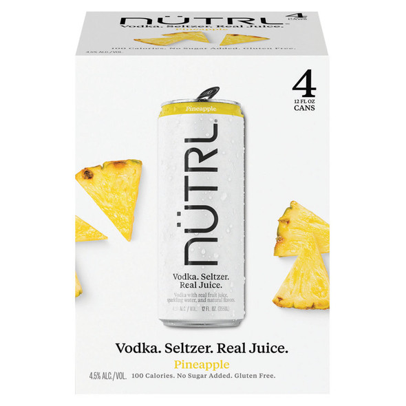 NUTRL Pineapple Vodka Soda - 4-PK - Aluminum