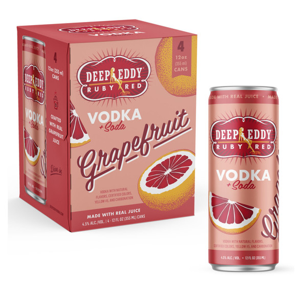 Deep Eddy Grapefruit Vodka Soda - 355 mL - 4-PK - Aluminum