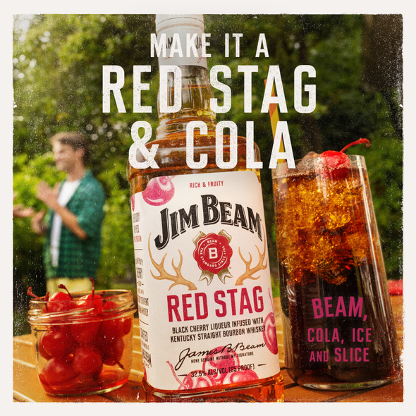 Jim Beam Red Stag Black Cherry Bourbon - 1.75 L - 1.75L - Glass