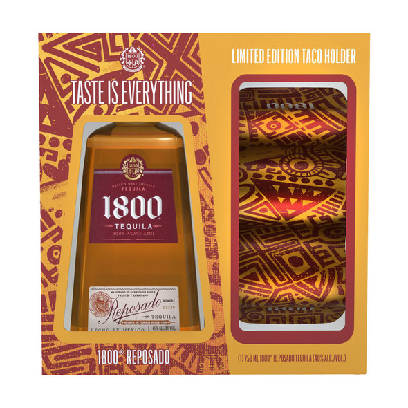 1800 Reposado Tequila with Taco Holder - 750 mL - Set - Glass