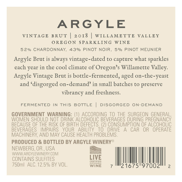 Argyle Vintage Brut - 750 mL - 750ML - Glass