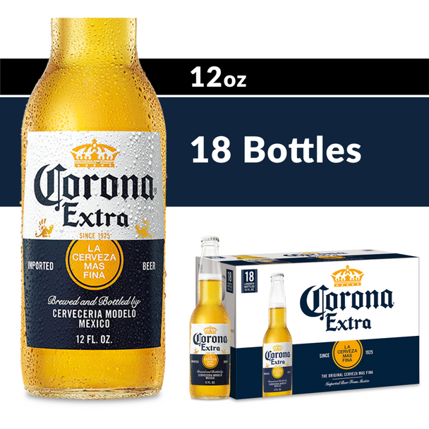 Corona Extra Mexican Lager - 12 Oz - 18-PK - Glass